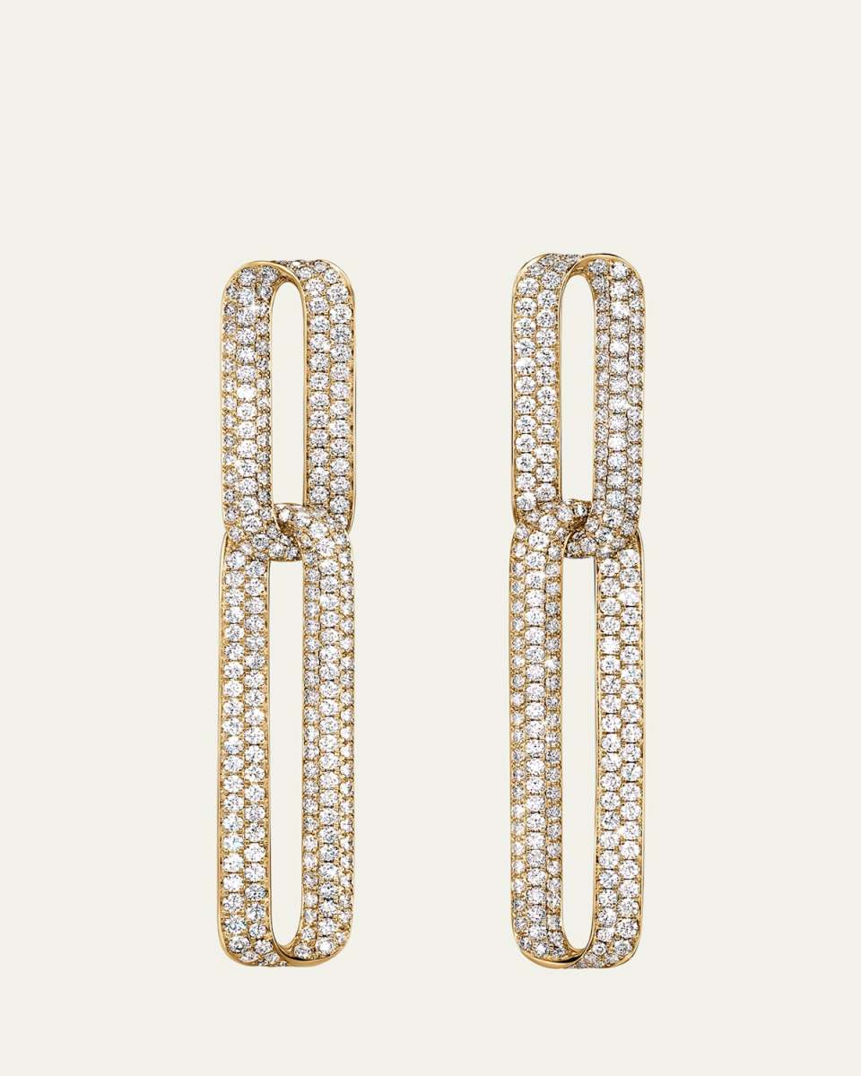 18K Gold Inside Out Full Pave Diamond Drop Earrings